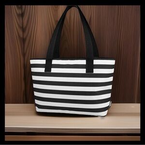 Thermos Black & White Striped Tote Bag